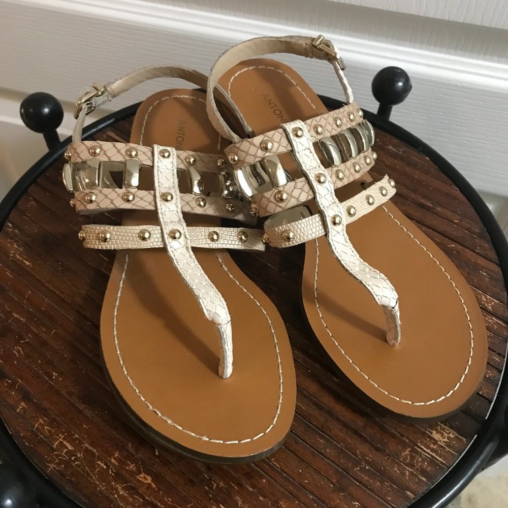 Antonio Melani - flat sandals with gold accents - Womens size 7 - Picture 1 of 4